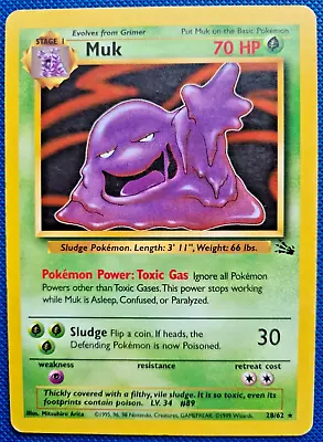 Pokemon Card Muk 28/64 Non Holo Rare Fossil Set Original 1999 WOTC • £0.99