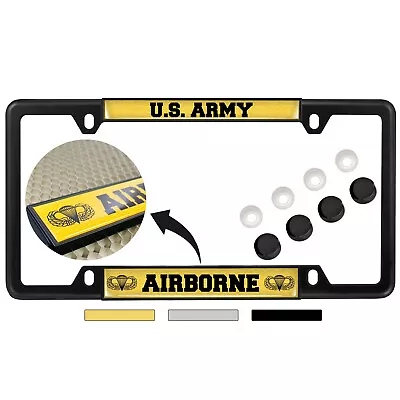 U.S. Army Airborne (Gold & Black Text) - Metal Car License Plate Frame • $27.99