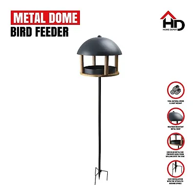 Free Standing Garden Metal Bird Feeder Roof Seed Nut Fat Ball Feeding Station • £19.89