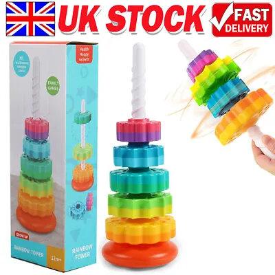 Baby Sensory Spinning Toy Rainbow Stacking Early Educational Learning Toys Gifts • £9.95