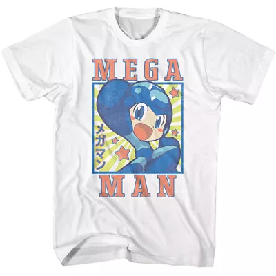 Mega Man T-Shirt Gaming Men's Square And Stars Official CapCom White Cotton • $29.99