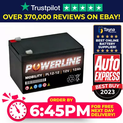 Single Powerline 12V 12Ah 12 Volt 12 Amp Hour Battery • £27.70