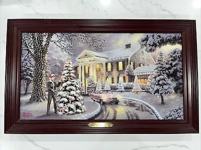 Thomas Kinkade “Christmas At Graceland” Illuminated Canvas Print 2008 Elvis • $500