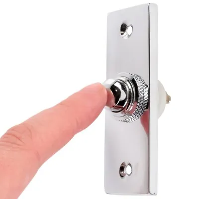 £8 • Buy VICTORIAN CHROME DOOR BELL 75mm Push Button Wired Chime Front Porch Surface UK