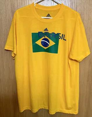 Adidas Brasil ClimaLite Soccer T-Shirt Yellow Size XL • $12.50