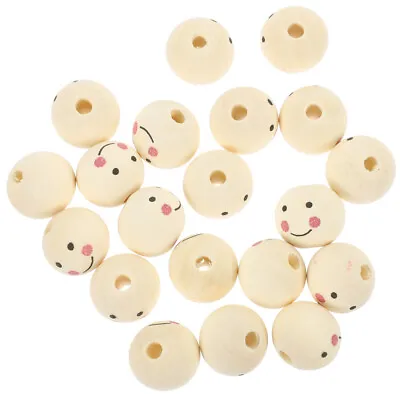  20 Pcs Smiley Doll Wooden Beads Child Head Loose With Holes • £5.47