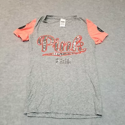 Victorias Secret Pink Shirt XS Gray Sequin • $6.99