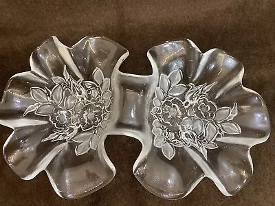 Vintage MIKASA Walther Crystal - Rosella Floral Ruffled Serving Bowl - 11 Inches • $12