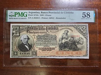 1889 Argentina 5 Pesos Moneda Nacional P-S742r PMG • $240.16