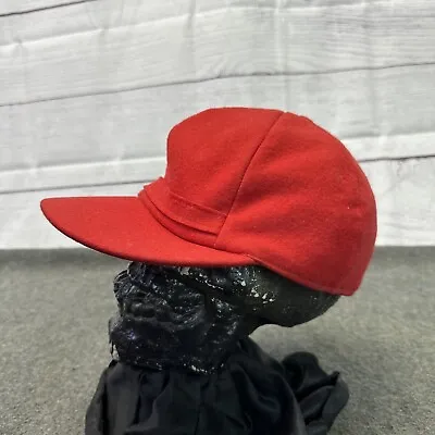 Mackinaw Hat Cap Ear Flap Elmer Fudd Hunting Vintage Size 7 3/8 Red Winter Warm • $49.06