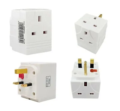 3 Way Adaptor 3 Pin Mains Socket 13 Amp Double Household Multi Plug Adapter Uk • £6.02