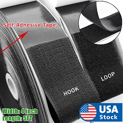 4 Inch 5 Feet Self Adhesive Tape Hook And Loop Fastener Extra Sticky Back USA • $10.98