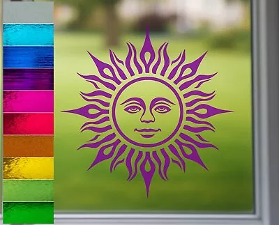 Sun Motif Face Pagan Frost Etch Or Stained Glass Effect Window Sticker • £4.20