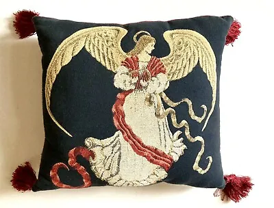 $12.75 • Buy Vtg Victorian Tapestry Angel Christmas Throw Pillow 16” With Tassels