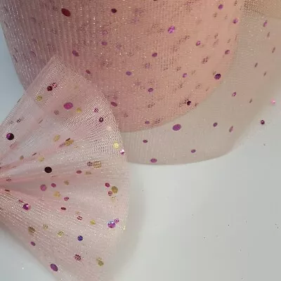 £2.90 • Buy  Glitter Sparkly Sequin  Enhanced Soft Tulle 6   Wide  Fabric  UK Seller