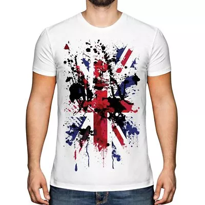 MENS T-SHIRT Unisex Union Jack T-Shirt ABSTRACT PRINT Crew Neck Flag Tshirt • £8.89