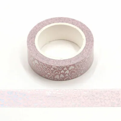 Holographic Colour Changing Silver Love Hearts Washi Tape 15mm X 5 Meters • £3.74