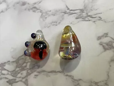 2 Art Glass Mushroom Hand Made Pendant YX-34 • $13.49