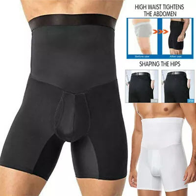 Mens Compression High Waist Boxer Shorts Tummy Control Body Shaper Girdle Pants • $12.15