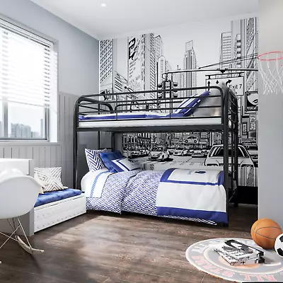 Metal Bed Frames Twin Over Twin Bunk Bed Sofa Bed Mattress Foundation-Black • $219.99