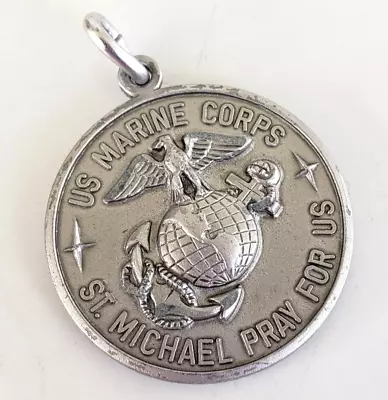 Vintage USMC United States Marine Corps St Michael Silver Tone Medal 1  • $35