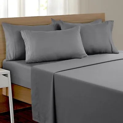 6 Pcs Bed Sheet Set Soft Deep Pocket Microfiber Hotel Collection Bedding Sheets • $23.03