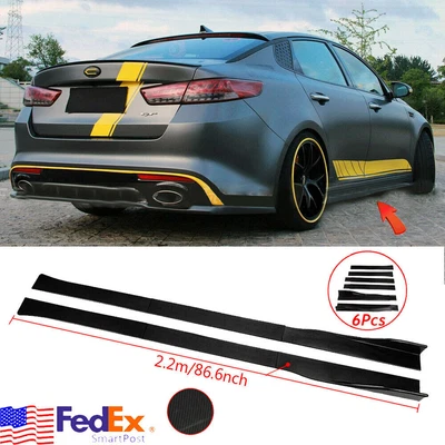 $32.45 • Buy 2x Universal 86.6'' Carbon Fiber Side Skirt Extension Rocker Panel Splitters Lip