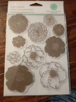 Martha Stewart Camellia Stamp Set Clear Stamps Cling Mount Eksuccess Flowers New • $9.99