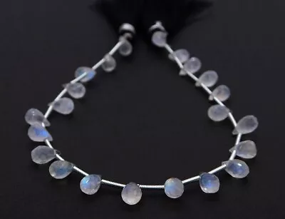 100% Natural Flashy Moonstone Faceted Teardrop Briolette Shape Gemstone Beads 8  • $19.49