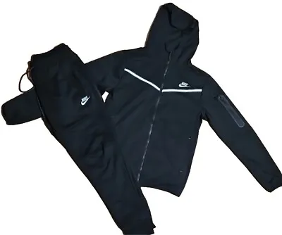 New Nike Tech Cotton Sweat Suit Zip Up  Hoodie & Joggers Men's Set Black 2XL • $78