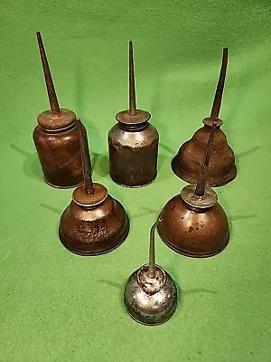 Vintage Antique Oil Can Mechanic Thumb Oiler Cans Lot Of 6 • $29