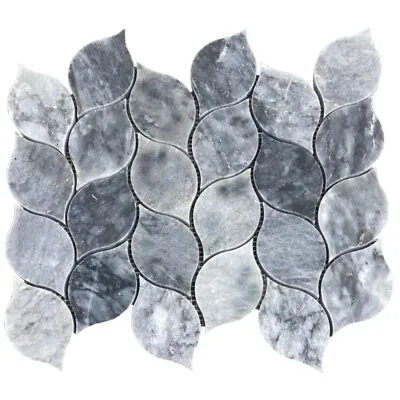 Luna Sky Marble Leaf On 12 X12  Mesh Mosaic Tile (10 Sqft Per Box) • $258.58