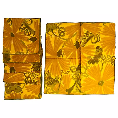 Vera Neumann Napkins Set Of 6 Floral Orange Brown Dinner Table Vintage MCM 16  • $30