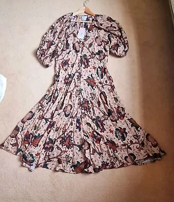 Ghost Dana Jacobean Floral Print Maxi Dress Cream/Multi Size XL Approx. 16 • £50