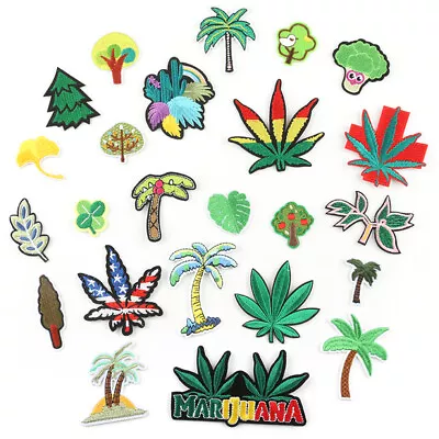 Trees Leaves DIY Embroidered Sew Iron On Patches Badge Fabric Applique Sticker • £2.38