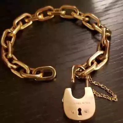 MK Michael Kors Gold Padlock Chain Links Bracelet Cityscapes 7.5  • $34.13