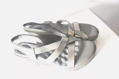 SOFTWALK Leather Suede Metallic Gray Strapy Wedge Platform Heel 7 1/2N San Pablo • $29