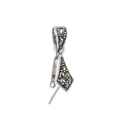 Sterling Silver Marcasite Pinch Clip Bail Clasp Pendant Connector #99923 • $7.50