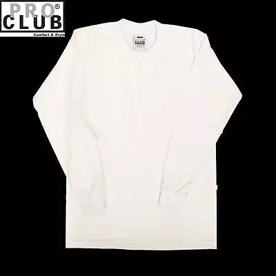 Pro Club Men's Heavyweight Cotton Long Sleeve Crew Neck T-Shirt • $11.99