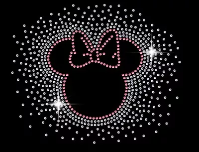 Minnie Mouse Scatter Pink Sparkling Rhinestone Diamonte Transfer Iron On Hotfix • £6.99