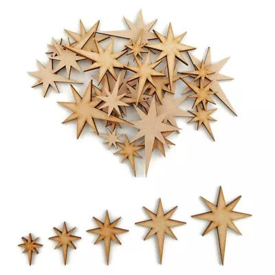 Christmas Star MDF Craft Shapes Wooden Blank Decoration Embellishment Tree Decor • £3.72