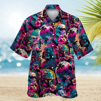 $31.50 • Buy Storm Trooper Boba Fett Darth Vader Tropical Flowers Star Wars Hawaiian Shirt