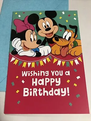 Happy Birthday Mickey Mouse Minnie Pluto Fun Happy Disney Hallmark Greeting Card • $3.49