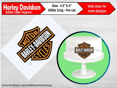 Harley Davidson Edible Printed Cake Topper Edible Premium Icing Sheet • £3.95