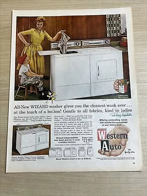 Wizard Holiday Washer Dryer Western Auto 1962 Vintage Print Ad Life Magazine • $5.59