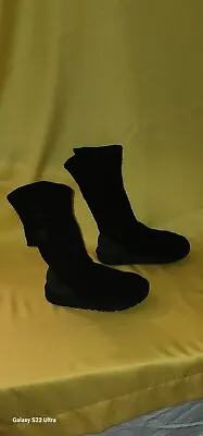 Ugg Australia Cardy Black Tall Fold Over Sweater Boots Girls Youth Size 1 • $40