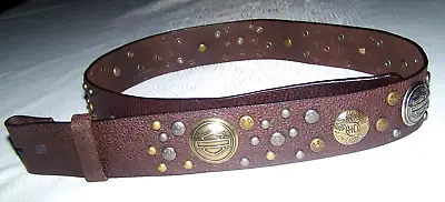 Harley-Davidson Cycles Brown Genuine B/S Studded Concho Belt Size Small 30--32 • $34.99