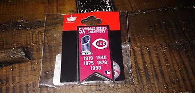 Cincinnati Reds 5X World Series Champions Pennant Souvenir Pin Aminco NEW! • $14.99