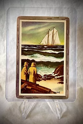 Vintage Swap Card - OFF THE COAST CAMDEN MAINE - Single Swap Playing Card • $9