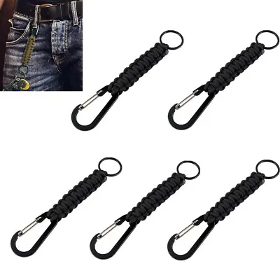 Outdoor Keychain Ring Camping Carabiner Military Paracord Cord Rope Survival Kit • $13.49